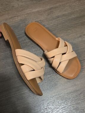 a new day • Nude Braided Slide Sandals